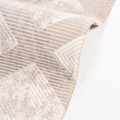 Geometric Area Rug – Machine Made Cream Polyester Rug with Laser Cut Edge