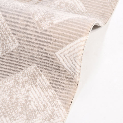 Geometric Area Rug – Machine Made Cream Polyester Rug with Laser Cut Edge