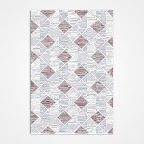 Grey Geometric Area Rug - Machine Made Rug with 600000 Stitch Count & Laser Cut Edges