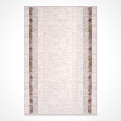 Machine Made Area Rug – Cream Brown Frame Rug with Laser Cut Edges