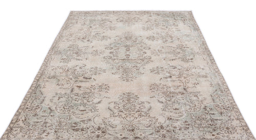 Atina Beige Vintage Wool Handmade Area Rug 5'6" x 9'3"