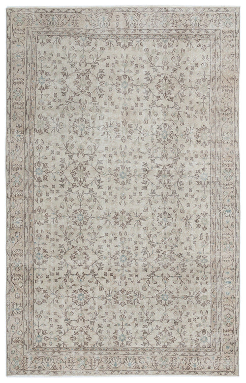 Atina Beige Vintage Wool Handmade Area Rug 6'3" x 9'9"