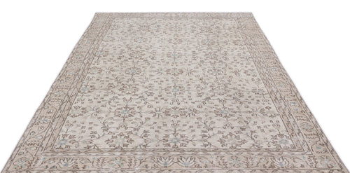 Atina Beige Vintage Wool Handmade Area Rug 6'3" x 9'9"