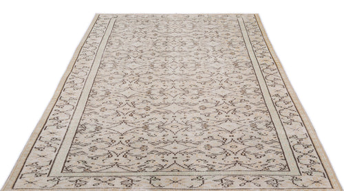 Atina Beige Vintage Wool Handmade Area Rug 3'7" x 12'4"