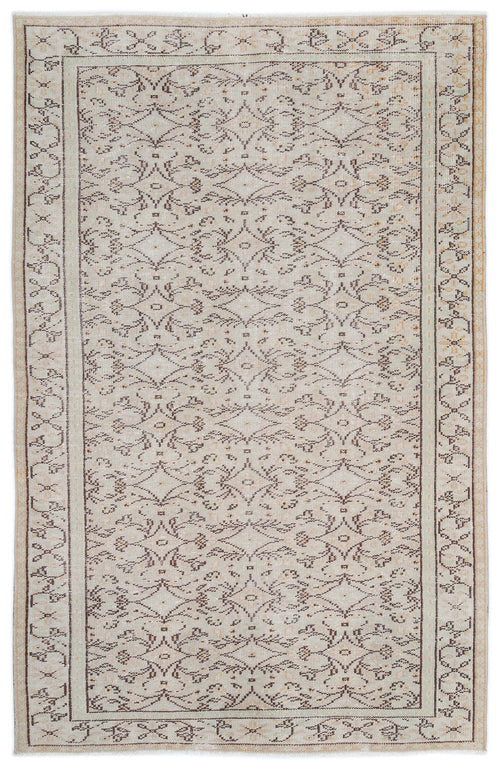 Atina Beige Vintage Wool Handmade Area Rug 3'7" x 12'4"