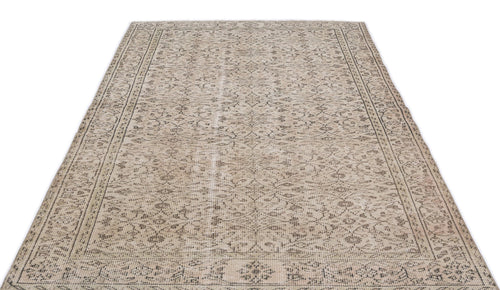 Atina Beige Vintage Wool Handmade Area Rug 5'1" x 8'6"