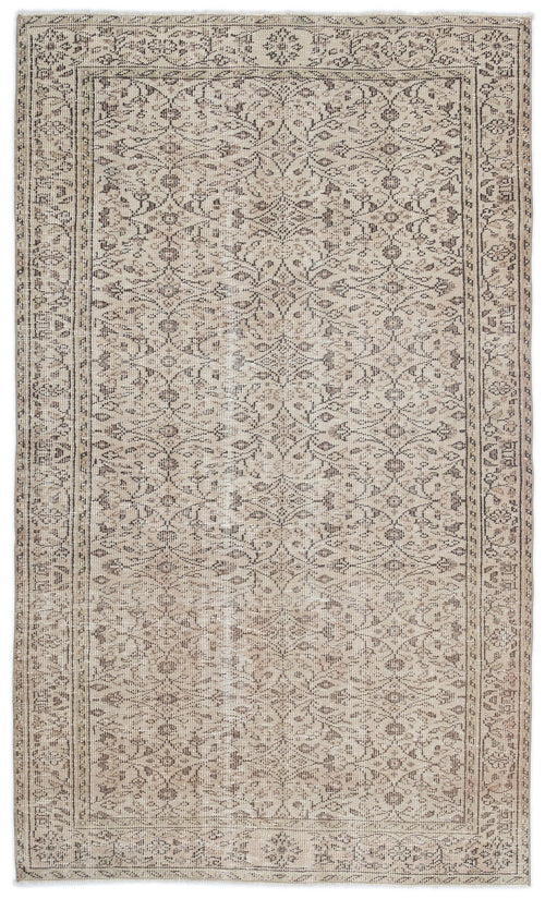 Atina Beige Vintage Wool Handmade Area Rug 5'1" x 8'6"