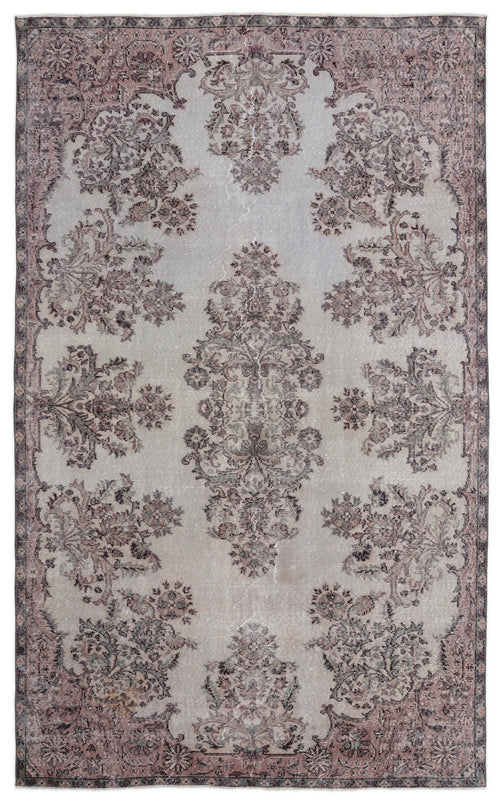 Atina Beige Vintage Wool Handmade Area Rug 6'8" x 8'8"