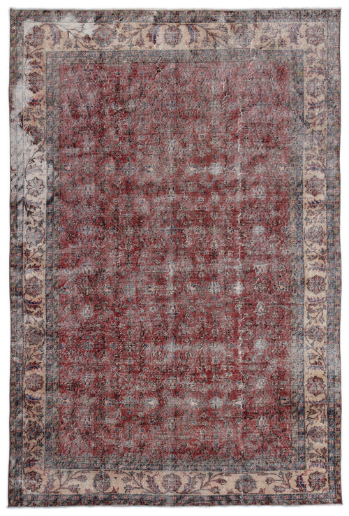 Atina Red Vintage Wool Handmade Area Rug 6'10" x 10'2"