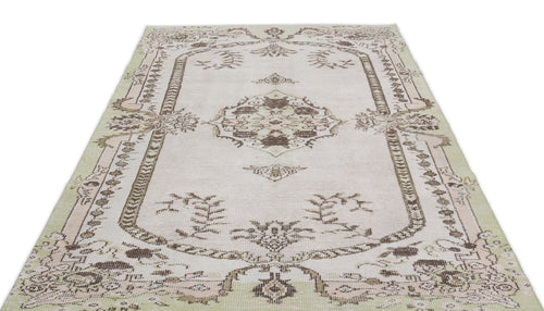 Atina Cream Vintage Wool Handmade Area Rug 5'4" x 9'8"