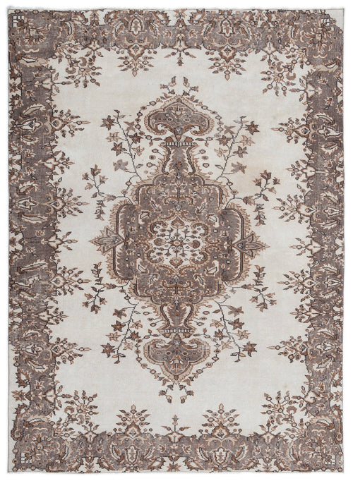 Atina Beige Vintage Wool Handmade Area Rug 5'5" x 8'9"