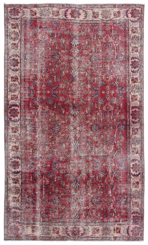 Atina Red Vintage Wool Handmade Area Rug 5'3" x 8'5"