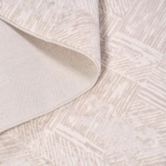 Cream Geometric Area Rug - Machine Made Rug With 6mm Pile Height | Durable Polyester Carpet