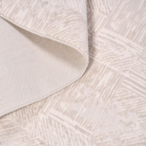 Cream Geometric Area Rug - Machine Made Rug With 6mm Pile Height | Durable Polyester Carpet