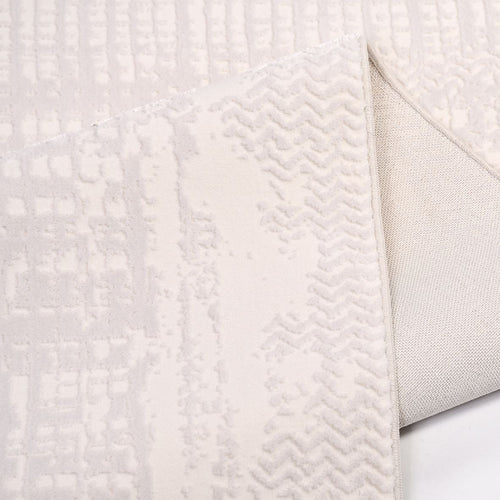 White Striped Area Rug - Machine Made Rug | Durable Polyester Carpet by Crea