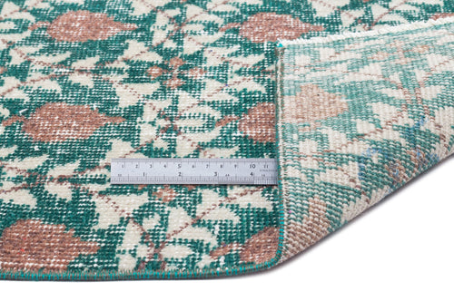 Atina Green Vintage Wool Handmade Area Rug 3'10" x 8'2"