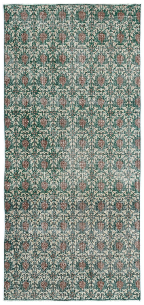 Atina Green Vintage Wool Handmade Area Rug 3'10" x 8'2"