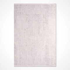 White Grey Striped Rug - Machine Made Area Rug With Durable Polyester Pile