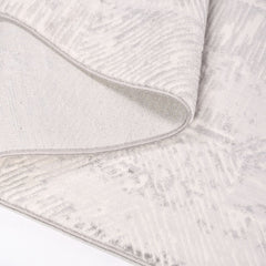 White Grey Striped Rug - Machine Made Area Rug With Durable Polyester Pile