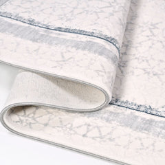 Cream Geometric Rug - Machine Made Area Floor Rug with Durable Loop Pile