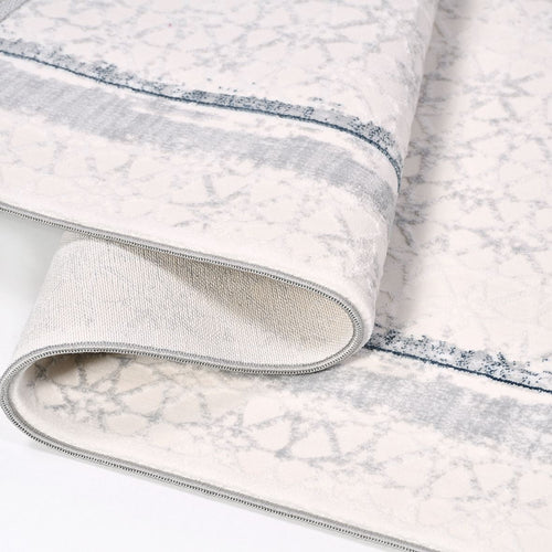 Cream Geometric Rug - Machine Made Area Floor Rug with Durable Loop Pile