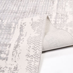 Striped Area Rug - Machine Made Rug With 6mm Pile | Grey Polyester Carpet