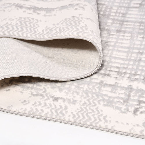 Striped Area Rug - Machine Made Rug With 6mm Pile | Grey Polyester Carpet