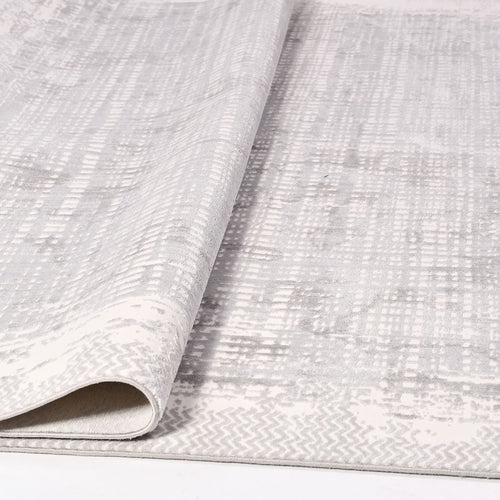 Striped Area Rug - Machine Made Rug With 6mm Pile | Grey Polyester Carpet