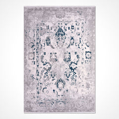 Modern Grey Area Rug - Machine Made Rug with 6mm Pile Height | Durable Polyester Carpet