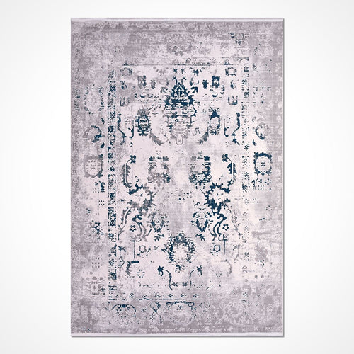 Modern Grey Area Rug - Machine Made Rug with 6mm Pile Height | Durable Polyester Carpet
