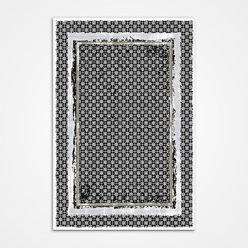 Black Frame Area Rug – Machine Made Polyester Rug With 6mm Pile Height