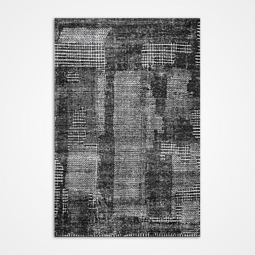 Modern Area Rug – Black Machine Made Rug with 6mm Pile | Durable Polyester Carpet