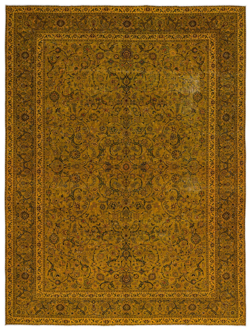 Epir Yellow Vintage Wool Handmade Area Rug 9'5" x 12'10"