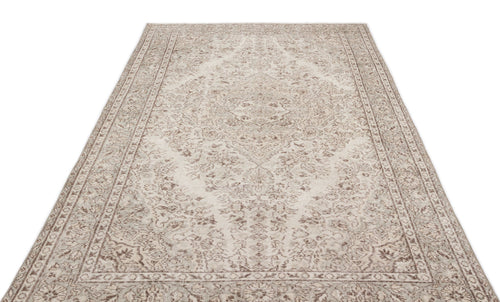 Atina Beige Vintage Wool Handmade Area Rug 5'5" x 9'7"