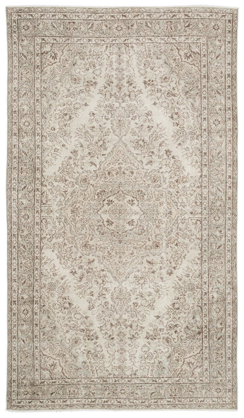 Atina Beige Vintage Wool Handmade Area Rug 5'5" x 9'7"
