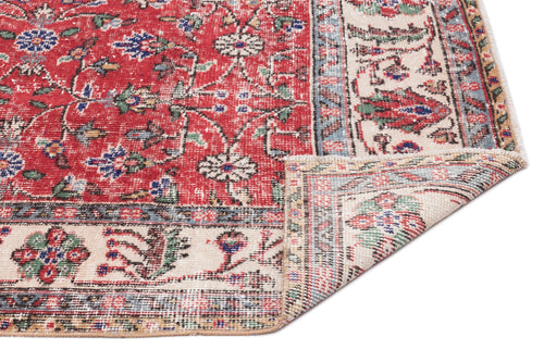 Atina Red Vintage Wool Handmade Area Rug 4'10" x 8'8"