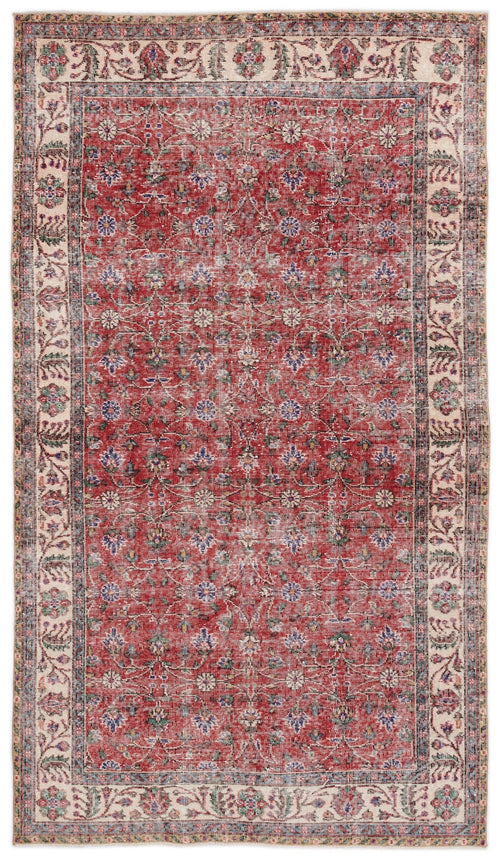 Atina Red Vintage Wool Handmade Area Rug 4'10" x 8'8"