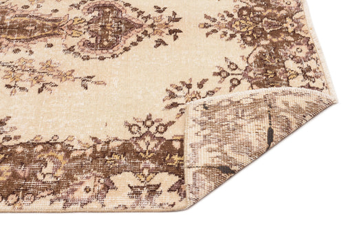 Atina Beige Vintage Wool Handmade Area Rug 3'11" x 6'9"