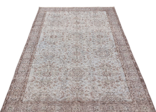 Atina Beige Vintage Wool Handmade Area Rug 3'9" x 6'11"
