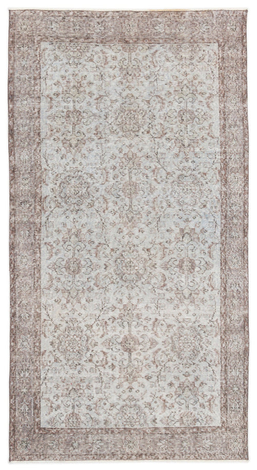 Atina Beige Vintage Wool Handmade Area Rug 3'9" x 6'11"