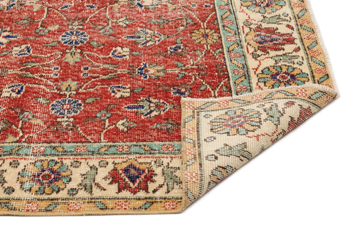 Atina Beige Vintage Wool Handmade Area Rug 4'11" x 8'7"