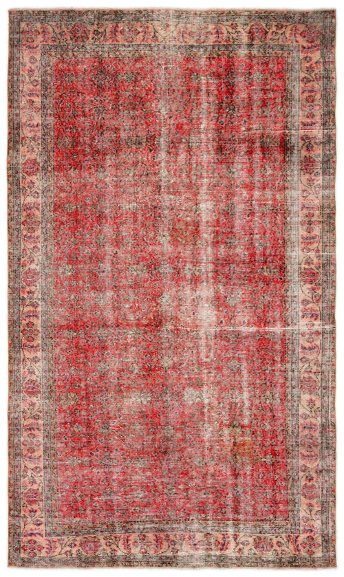 Atina Red Vintage Wool Handmade Area Rug 5'4" x 8'7"