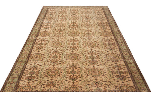 Atina Beige Vintage Wool Handmade Area Rug 5'8" x 8'7"