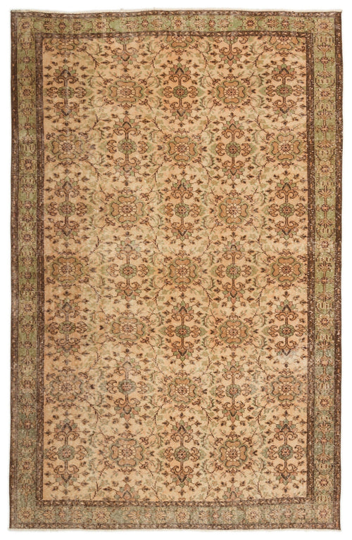 Atina Beige Vintage Wool Handmade Area Rug 5'8" x 8'7"