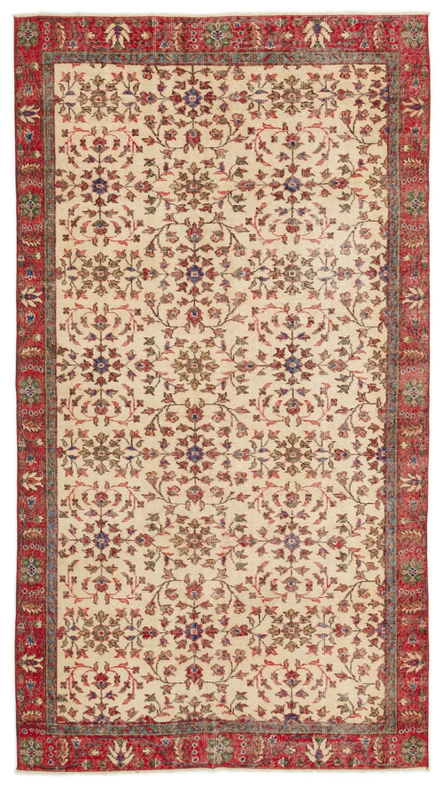 Atina Beige Vintage Wool Handmade Area Rug 4'10" x 8'8"
