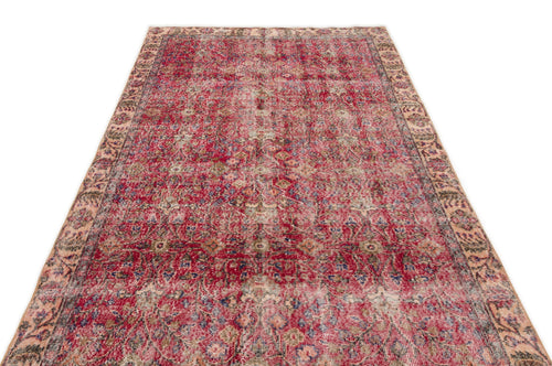 Atina Red Vintage Wool Handmade Area Rug 4'11" x 8'7"