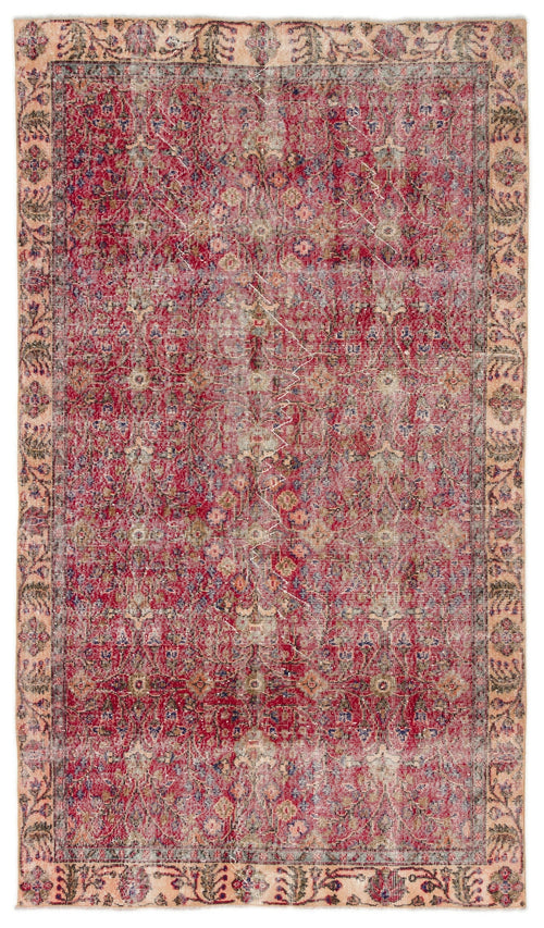 Atina Red Vintage Wool Handmade Area Rug 4'11" x 8'7"