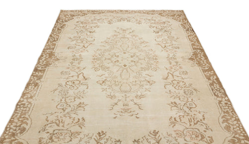 Atina Beige Vintage Wool Handmade Area Rug 5'9" x 9'6"