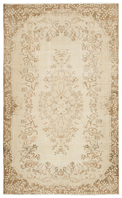 Atina Beige Vintage Wool Handmade Area Rug 5'9" x 9'6"