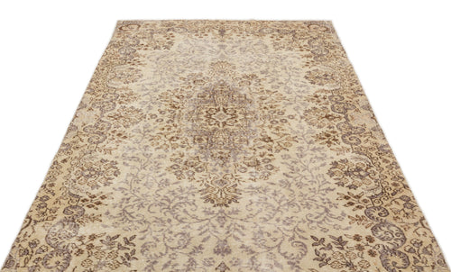 Atina Beige Vintage Wool Handmade Area Rug 5'4" x 9'6"
